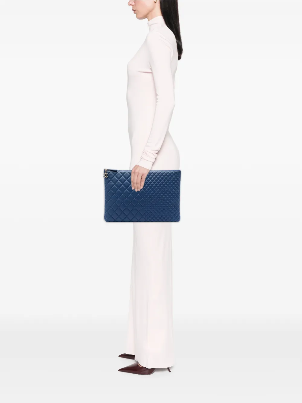  Chanel Pre-owned Bolso De Mano O Case Grande De Piel De Borrego Con Diseño Acolchado 2016-2017 - Azul 