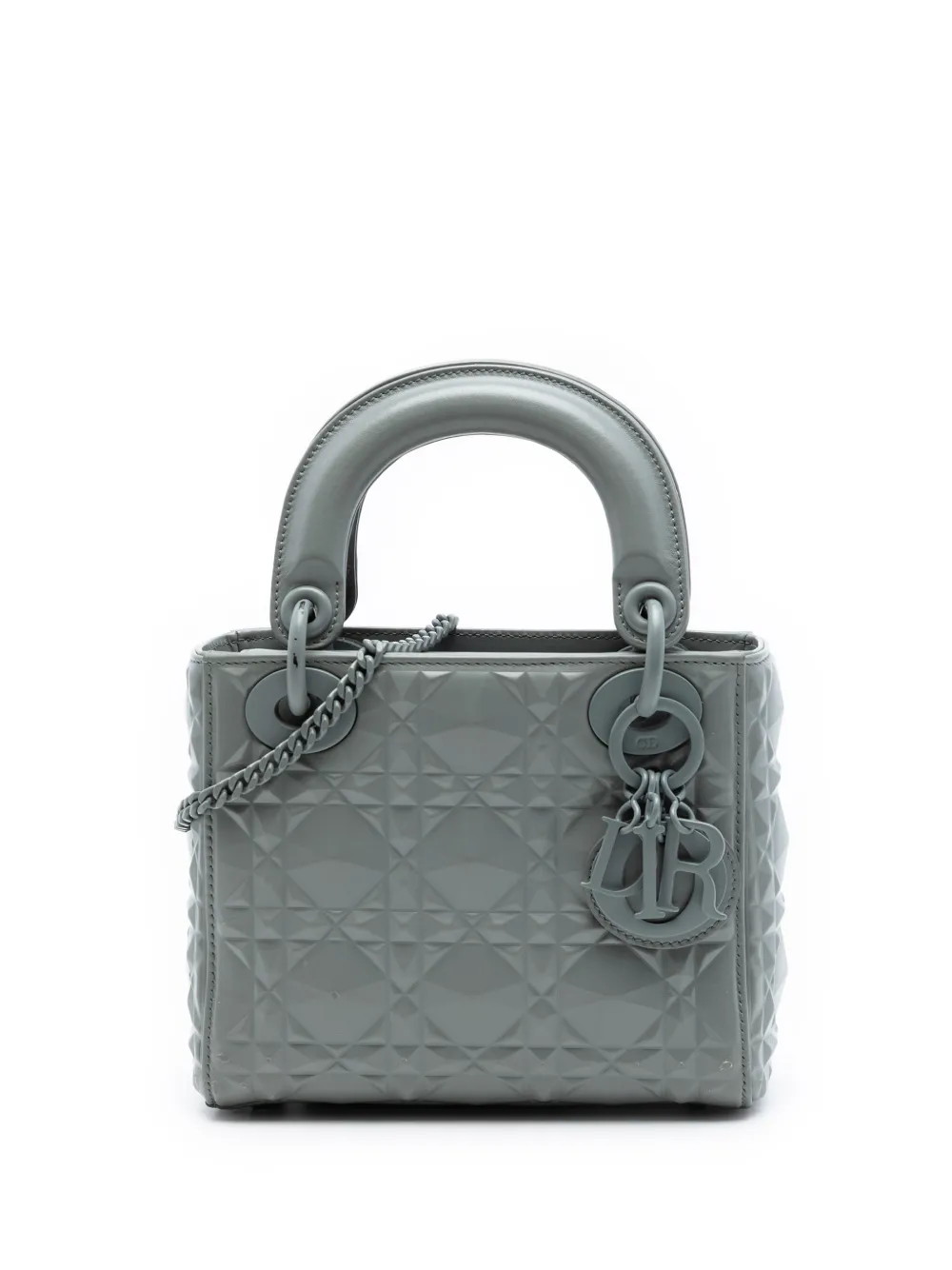 Christian Dior Pre-Owned 2022 Mini Ultra Matte Calfskin Diamond Cannage Lady Dior satchel - Grey