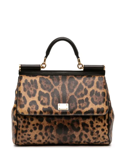 Dolce & Gabbana Pre-Owned 2010-2026 Large Leopard Print Calfskin Miss Sicily satchel