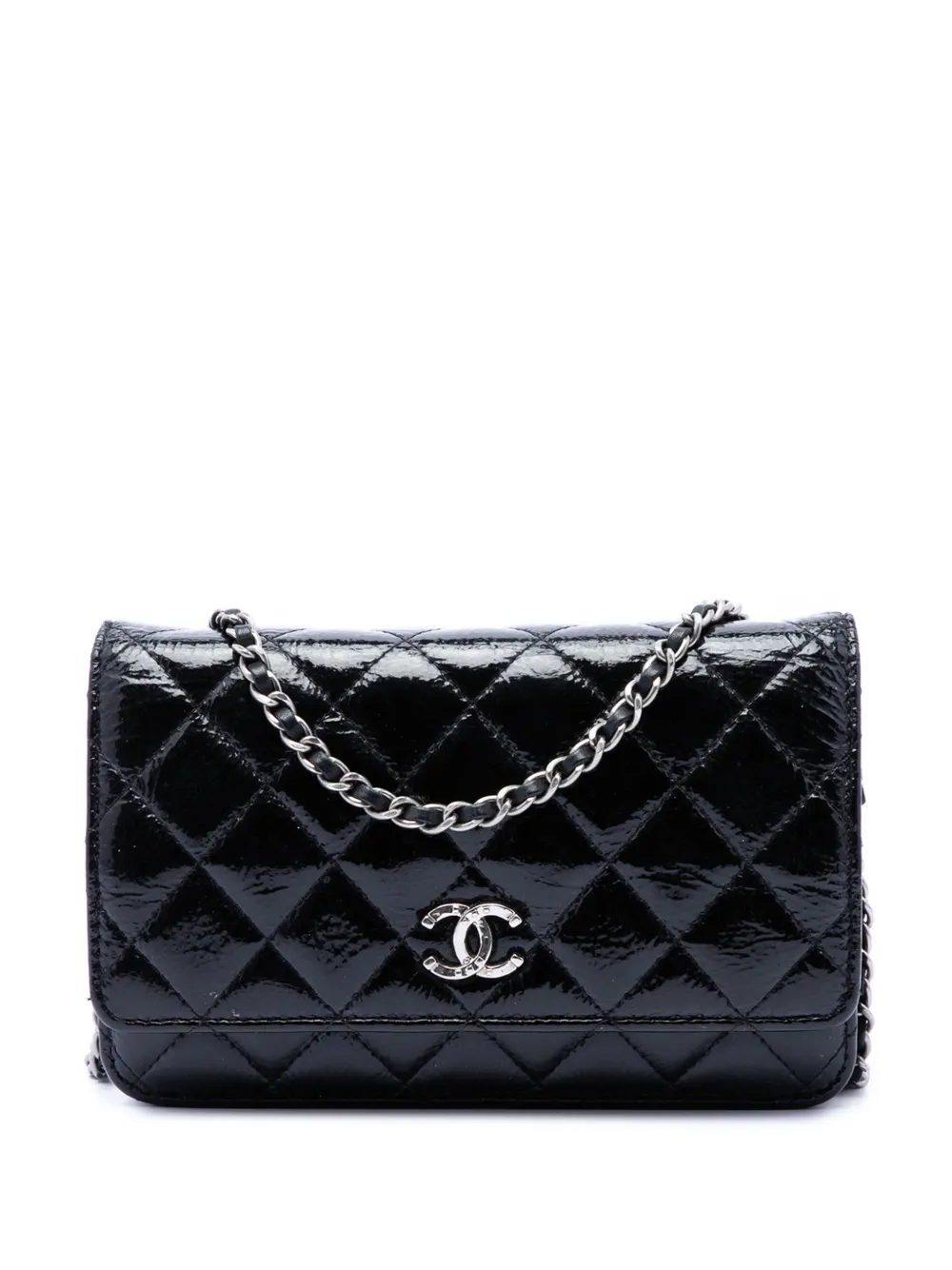 CHANEL Pre-Owned 2014 CC Quilted Shiny Aged Calfskin Wallet On Chain crossbody bag - Black