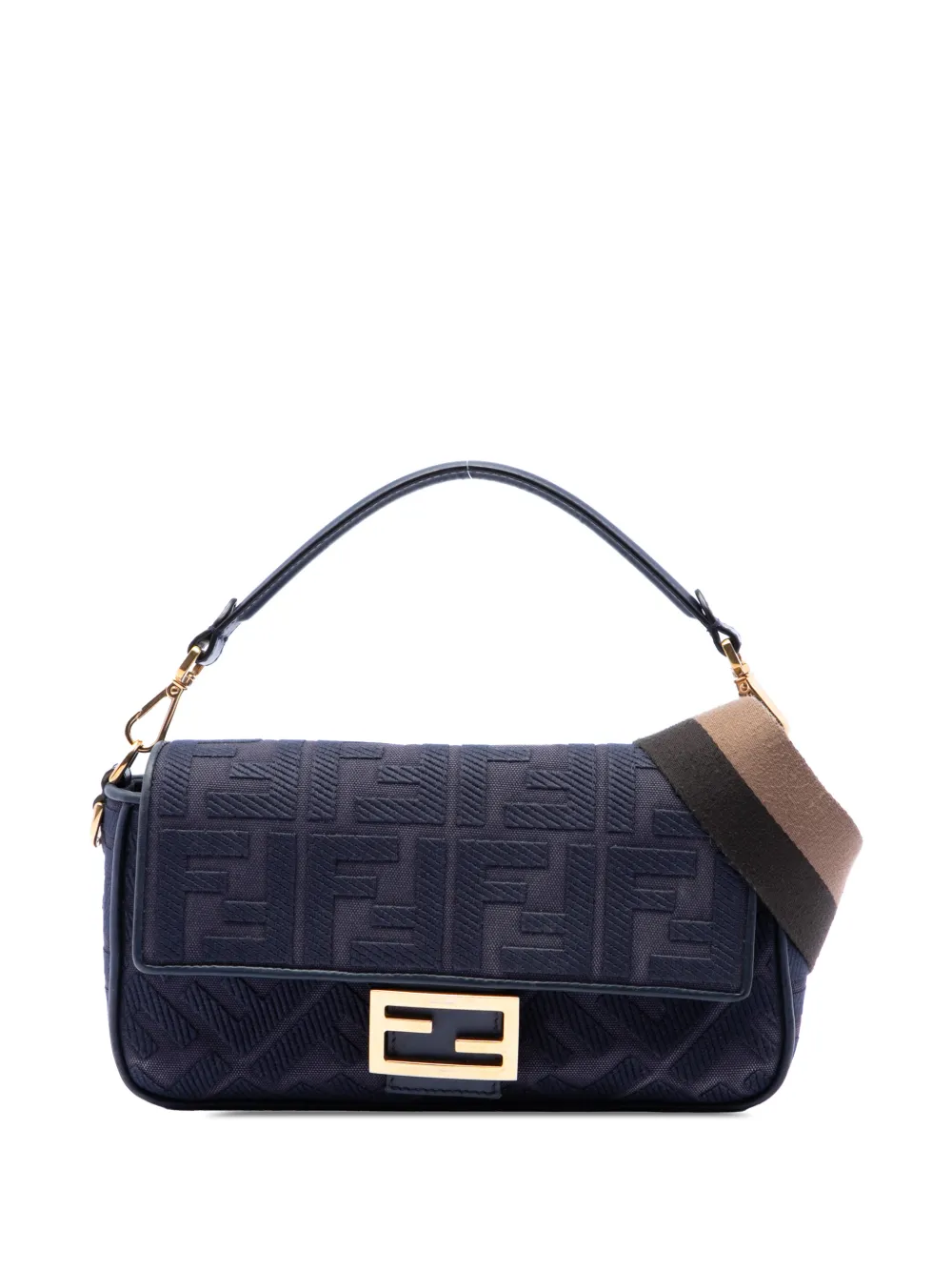Fendi Pre-Owned Borsa a tracolla Baguette in tela con motivo Zucca ricamato 2010-2026 - Blu