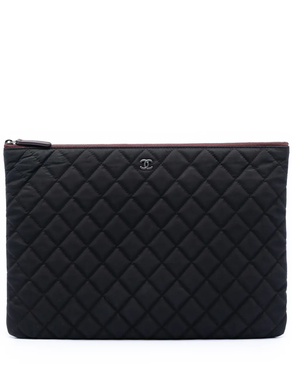 CHANEL Pre-Owned 2013-2014 Large Quilted Nylon O Case clutch bag - Nero