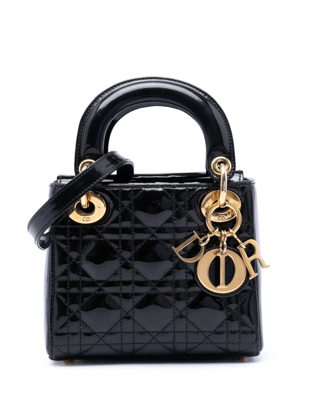 Christian Dior Pre-Owned 2014 mini Cannage Lady Dior Satchel-Tasche - Schwarz