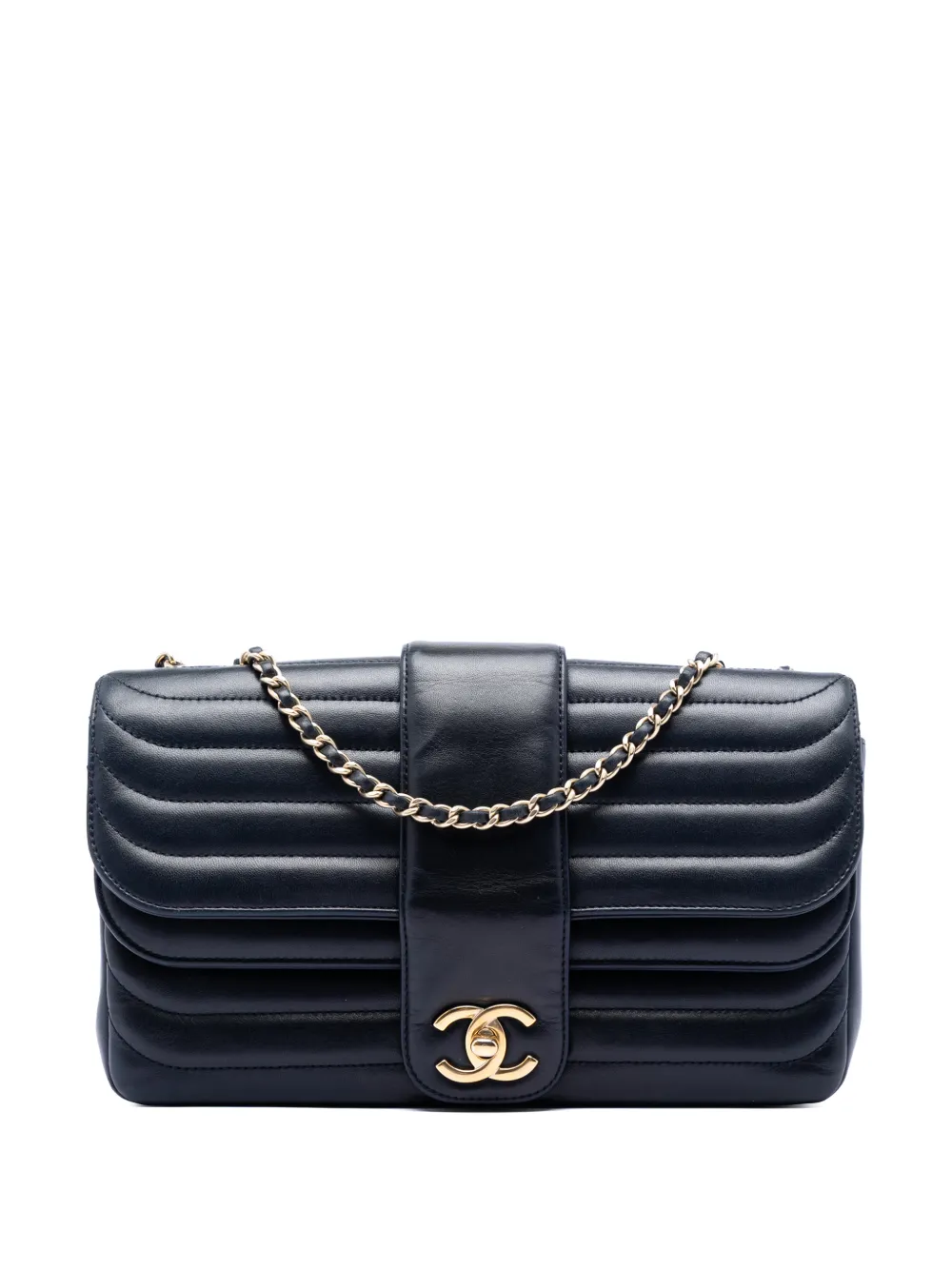 CHANEL Pre-Owned 2013-2014 CC Horizontal Quilted Lambskin Double Flap crossbody bag - Blue