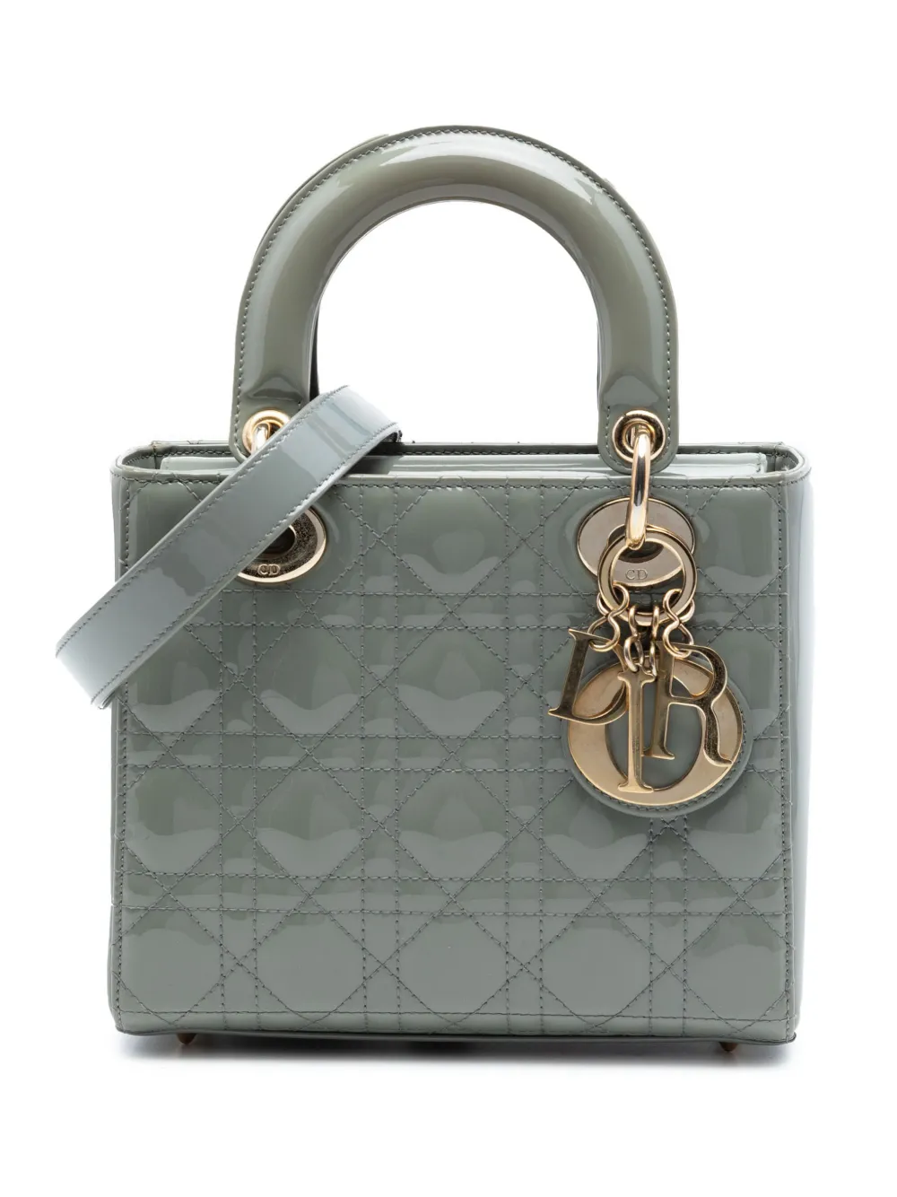 Christian Dior Pre-Owned 2019 Small Patent Cannage Lady Dior satchel - Grigio