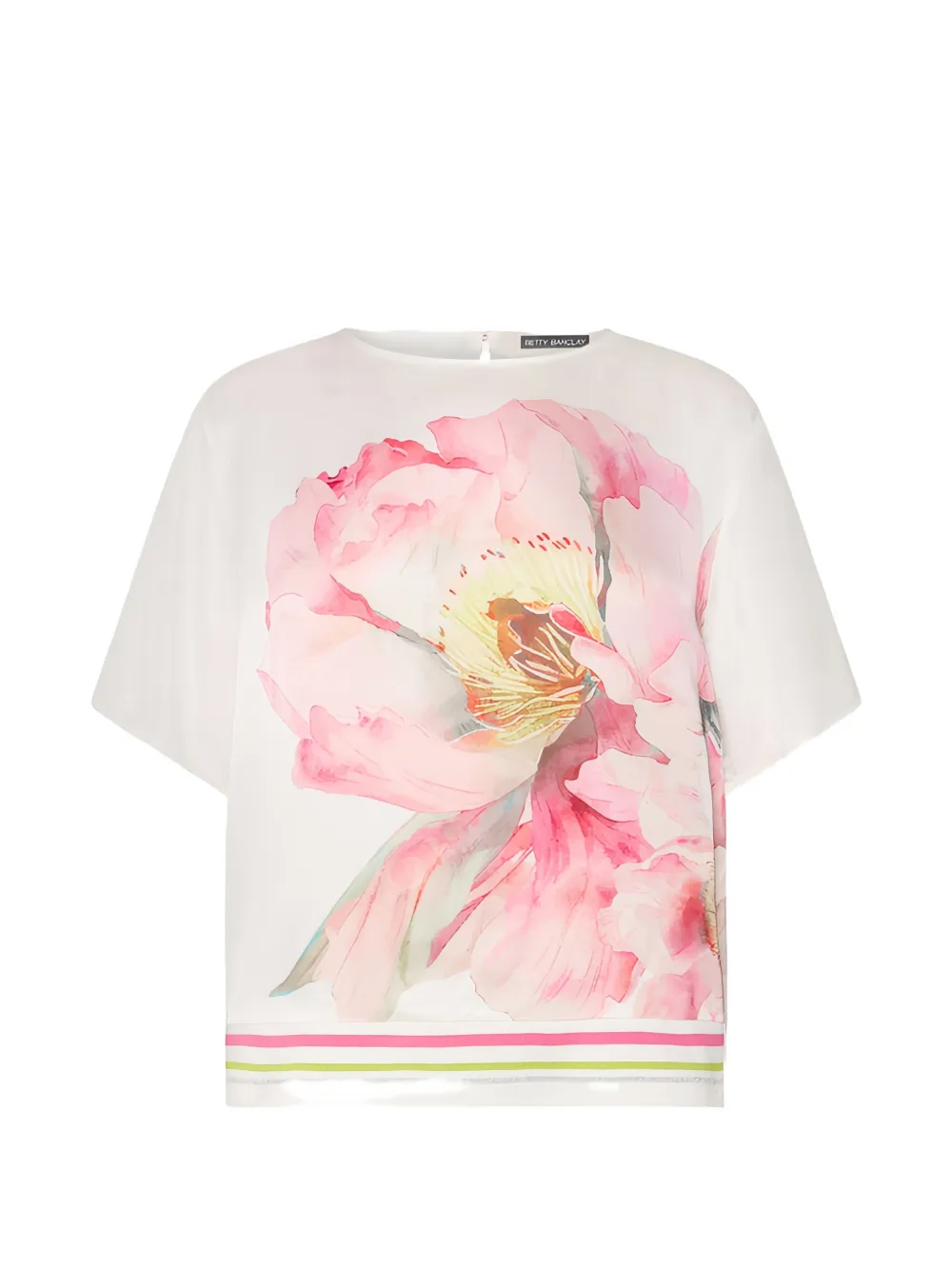 Betty Barclay floral-print striped-hem T-shirt - Bianco