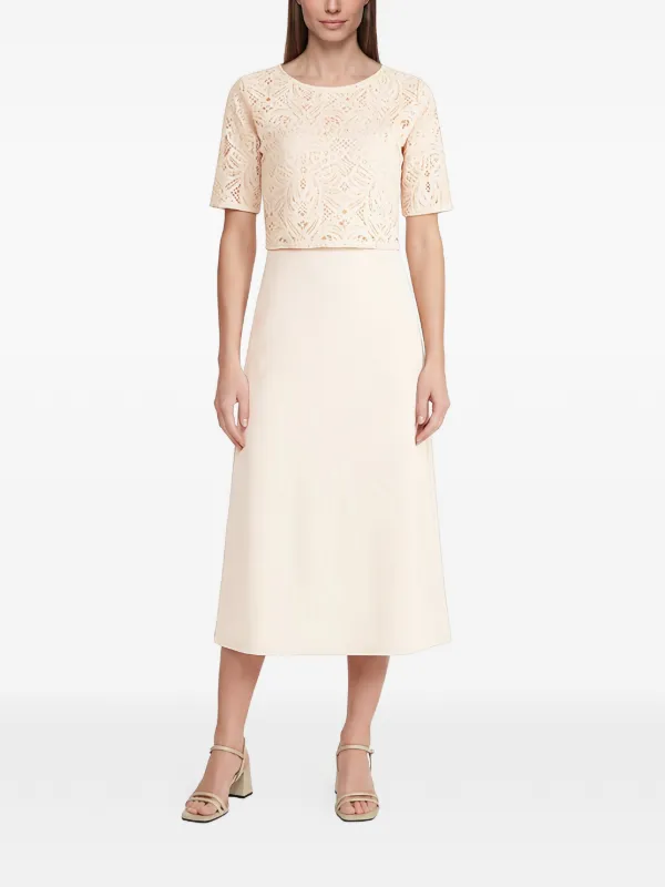 short sleeve lace overlay dress Vintage Half-Sleeve Short Dress With Lace Overlay