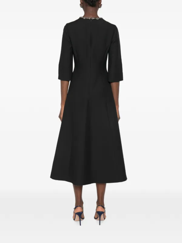 valentino a line dress Garavani crystal-embellished A-line Midi | Black Zoë Kravitz Called It: dress_type_Chiffon Color:Navy Blue Polka Dots Line Dress in nero