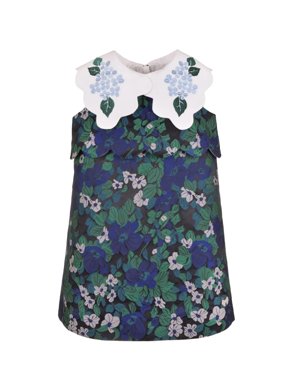 Hucklebones London floral-jacquard scalloped dress - Verde