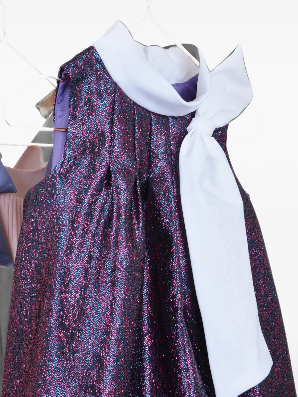 Hucklebones London Sunburst Trapeze jurk met strikdetail Roze