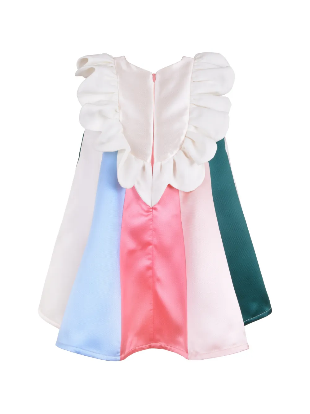 Hucklebones London Jurk met ruches en regenboogprint Beige