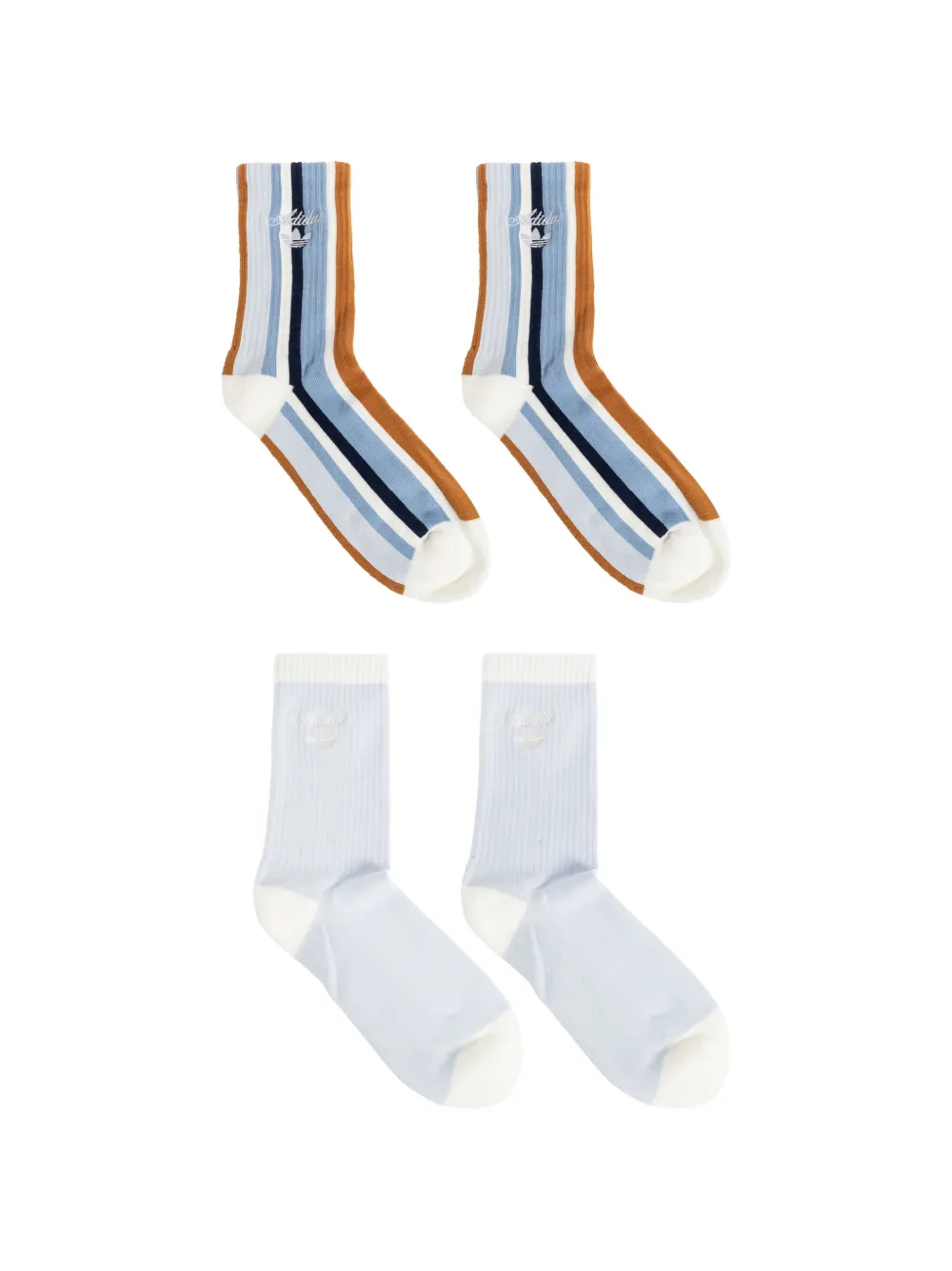 adidas logo-embroidered striped socks - Blu