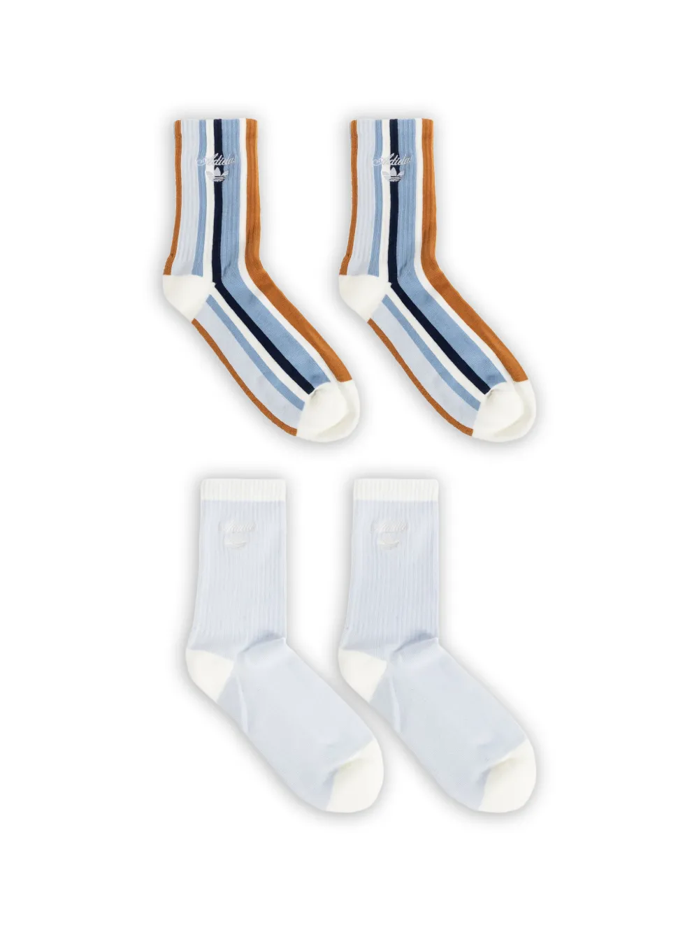 adidas logo-embroidered striped socks - Blu