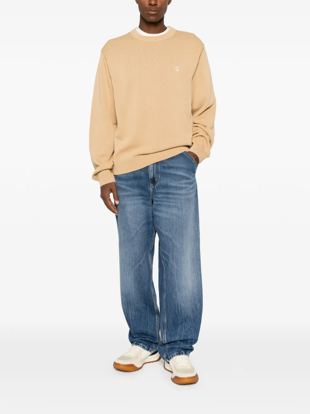 Carhartt WIP Kori trui met geborduurd logo Beige
