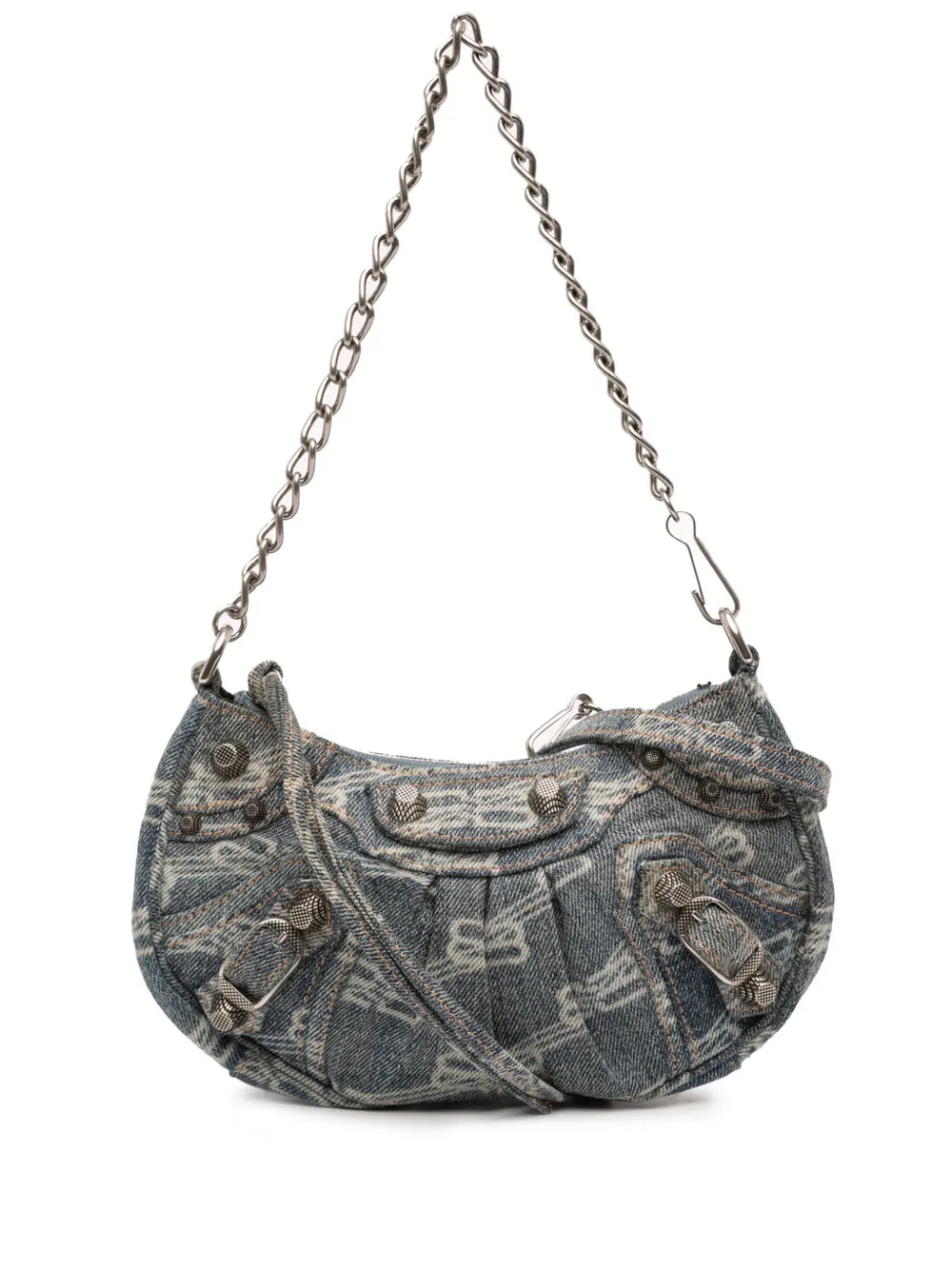 Balenciaga Pre-Owned 2022 Mini BB Monogram Denim Le Cagole satchel - Blu