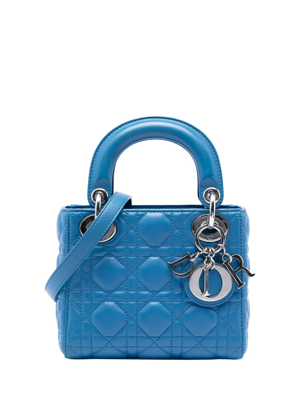 Christian Dior Pre-Owned 2014 Mini Lambskin Cannage Lady Dior satchel - Blue