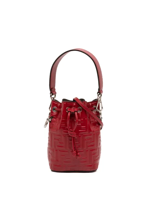 Fendi Pre-Owned 2010-2026 Mini Zucca Embossed Leather Mon Tresor Bucket Bag satchel