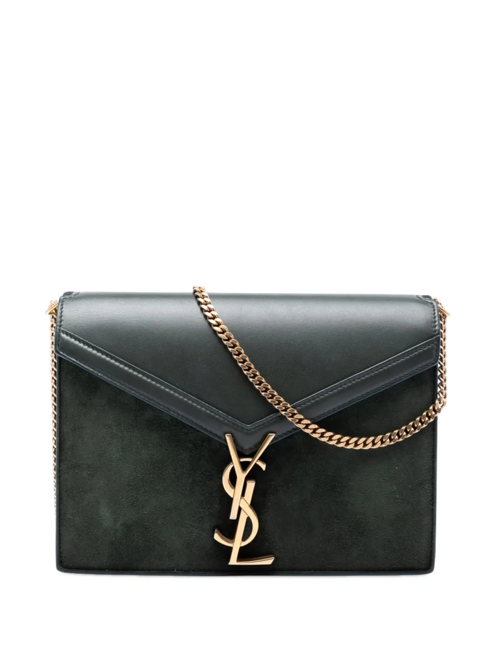 Saint Laurent Pre-Owned 2021 Suede and Calfskin Monogram Cassandra Clasp Bag crossbody bag - Verde