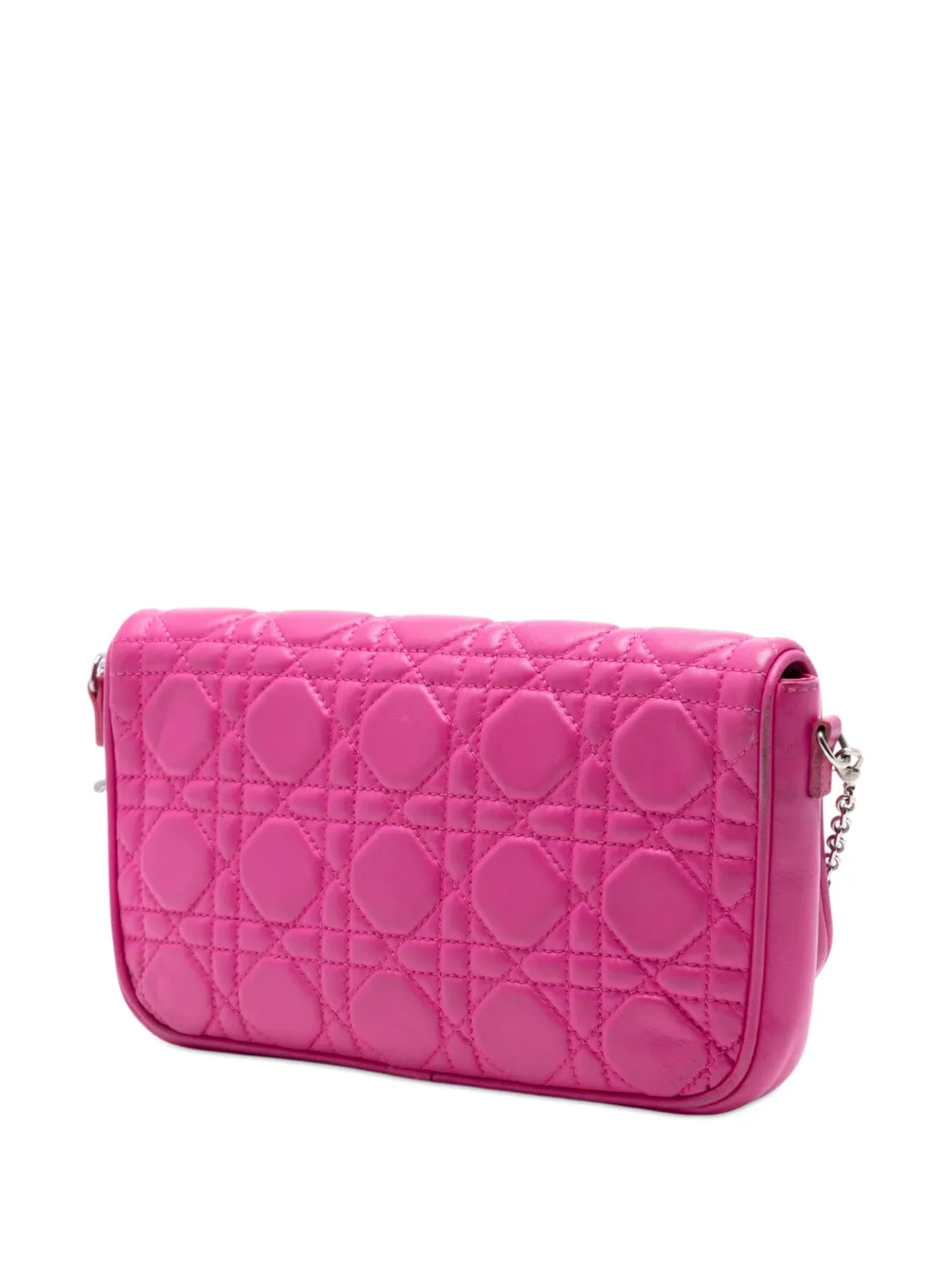 Dior Pre-owned 2011 Lambskin Cannage Chain Pochette Crossbody Bag in Pink, view 3