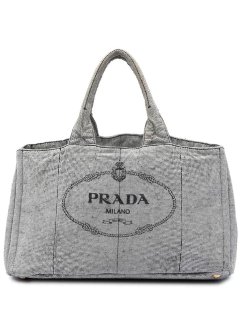 Prada Pre-Owned 2013-2026 Large Canvas Canapa Logo satchel