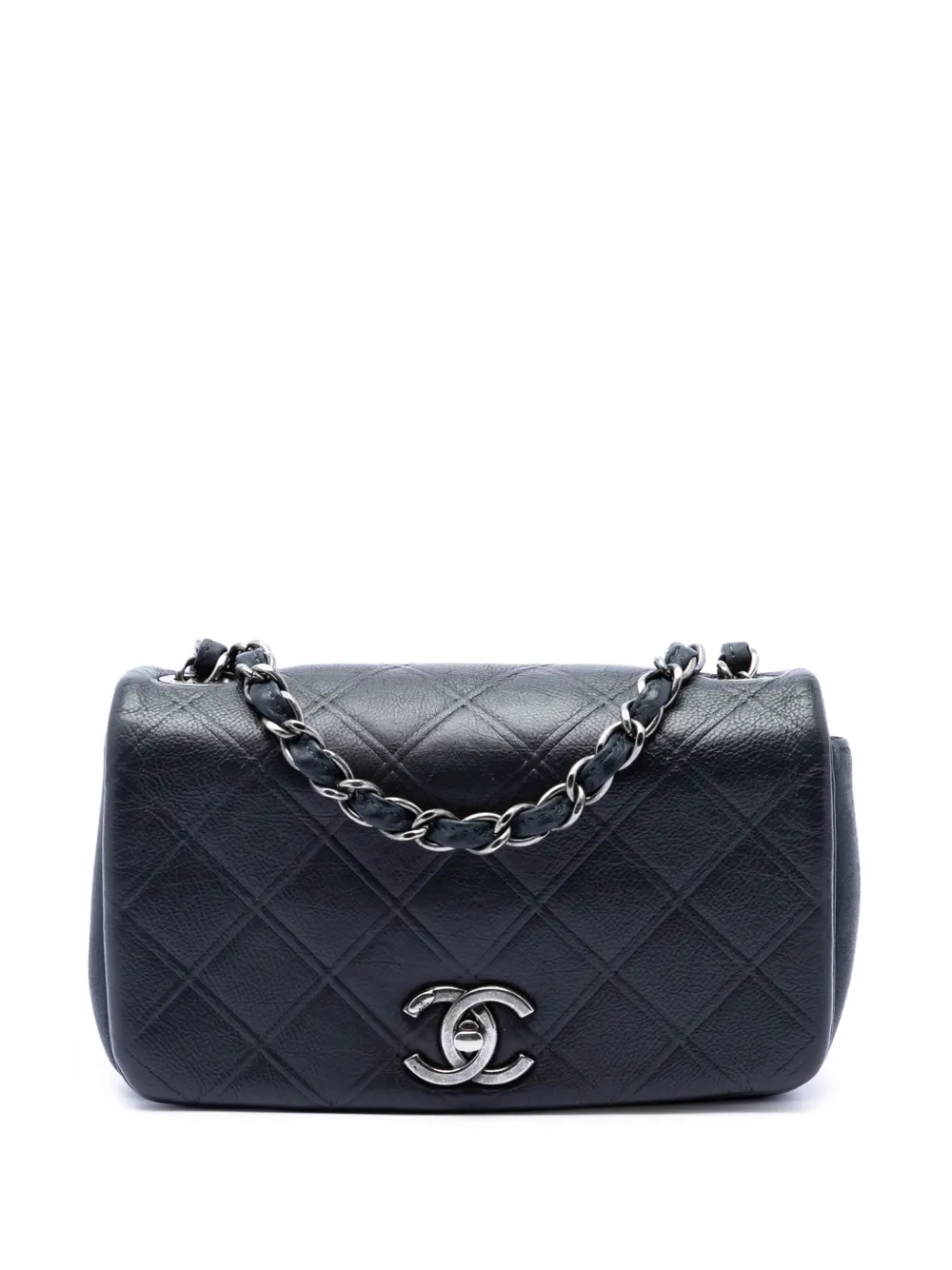 CHANEL Pre-Owned 2013-2014 Small Diamond Embossed Calfskin New Chic Flap shoulder bag - Grigio