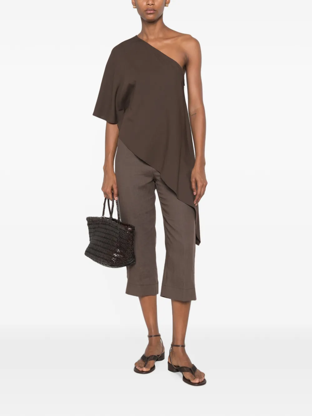 VICOLO one-shoulder asymmetric-hem top - Marrone