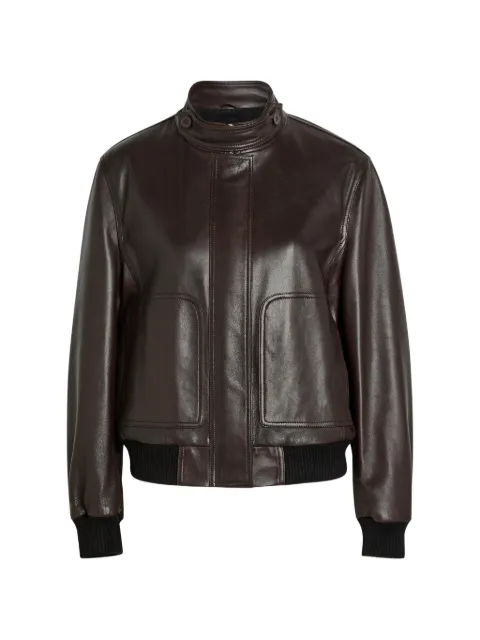 Nour Hammour  veste bomber en cuir Rios à col montant