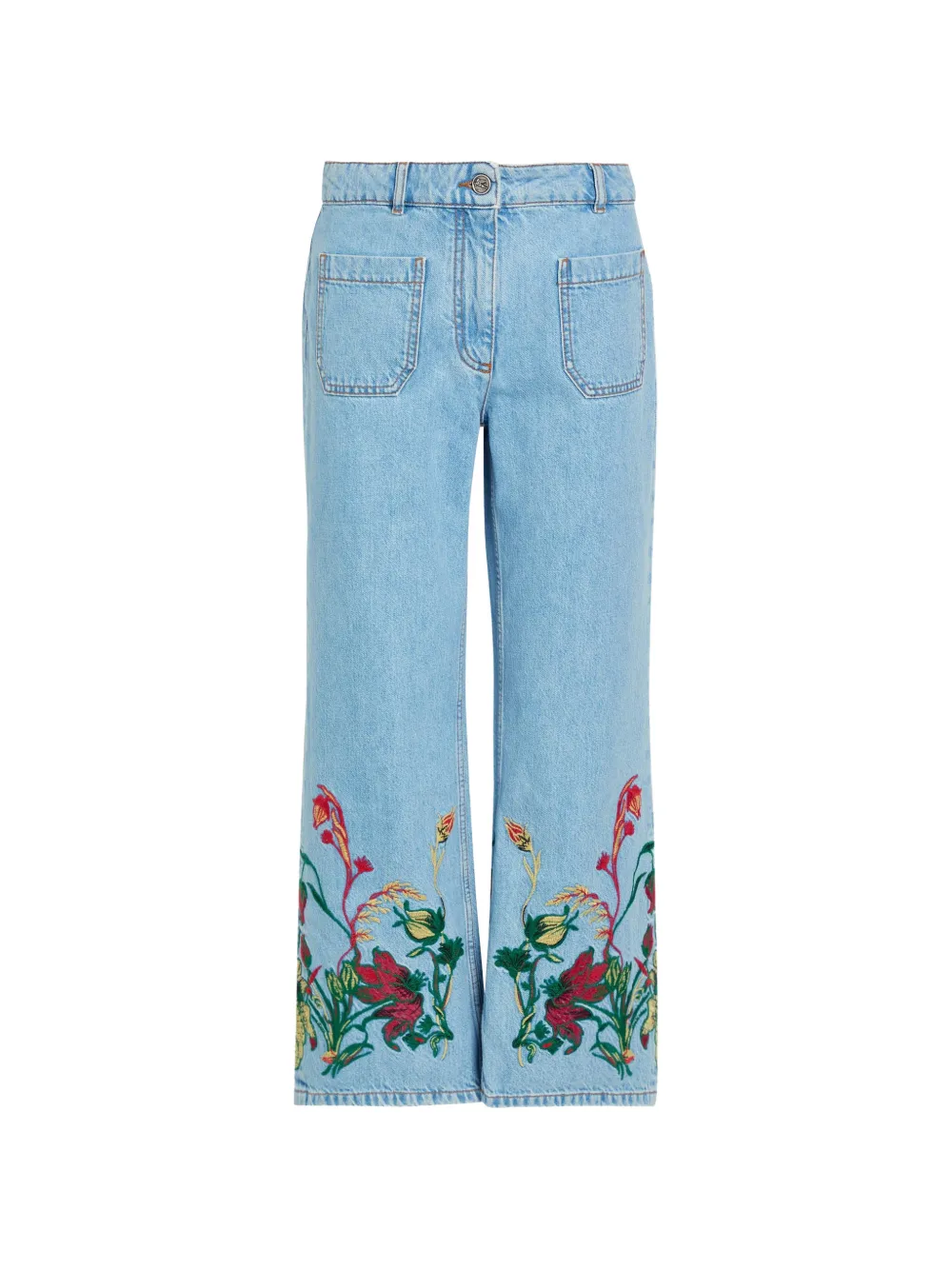 ETRO floral-embroidered jeans - Blu