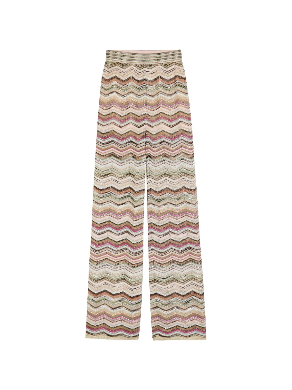 Missoni zigzag-knit wide-leg trousers - Toni neutri