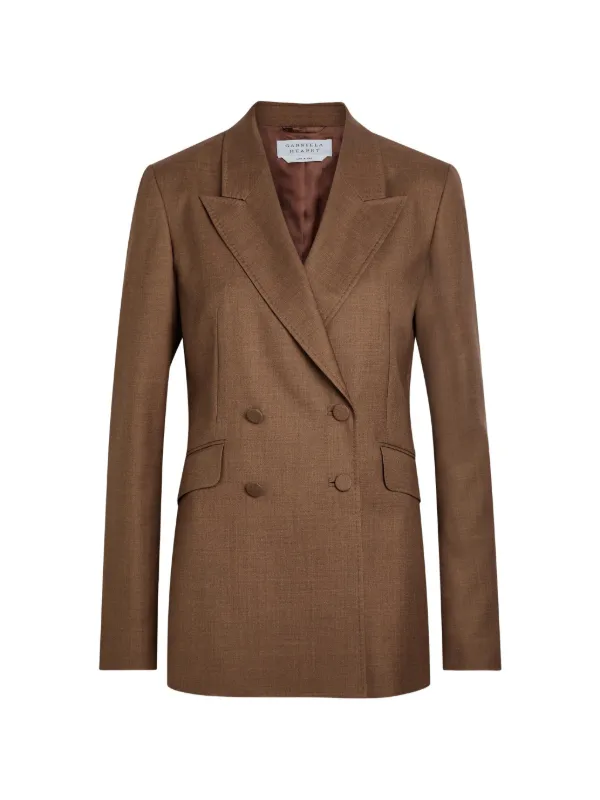 Gabriela Hearst Angela Double-breasted Peaked-lapel Blazer in Brown