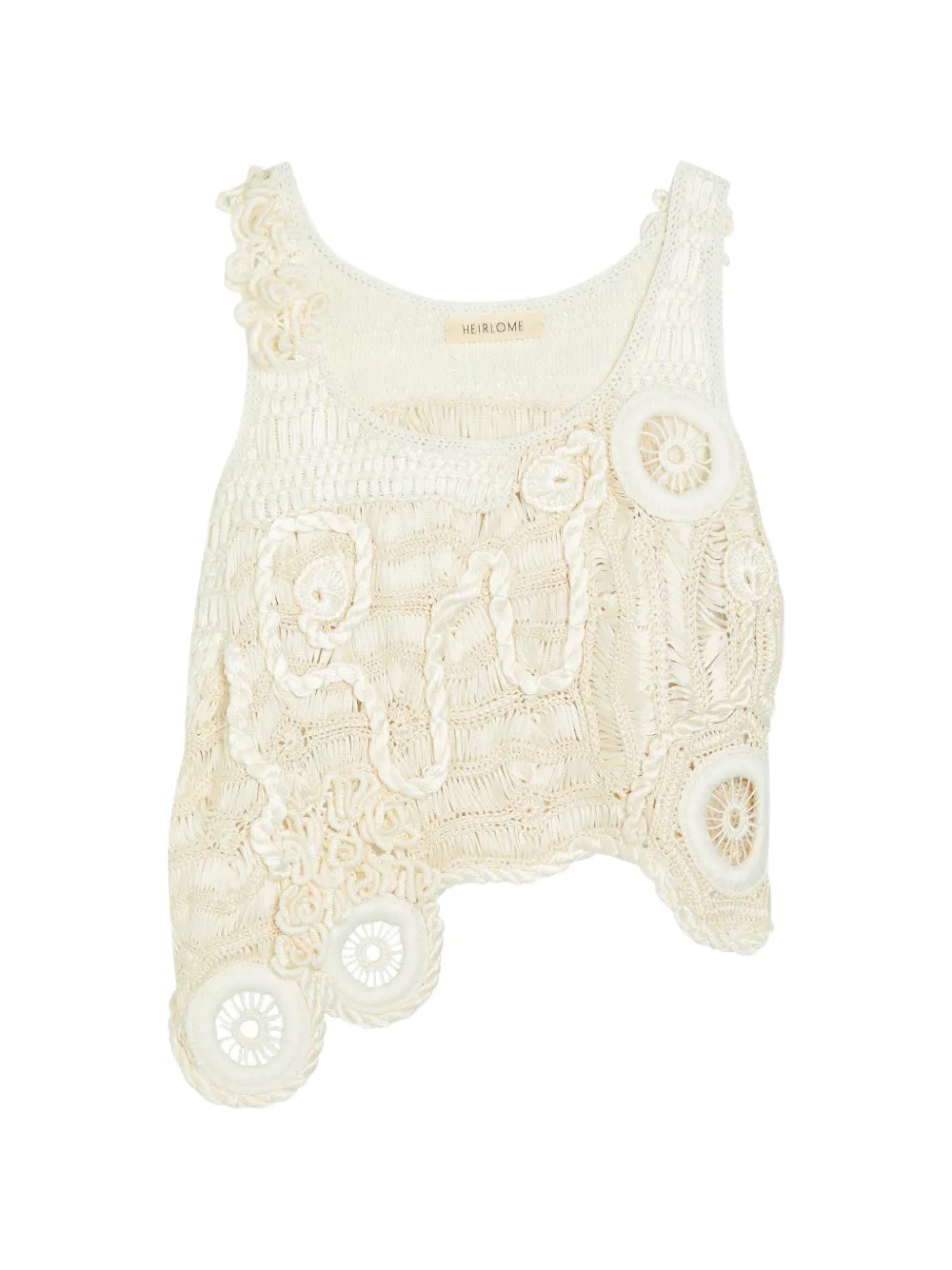 Heirlome Asymmetrisches India Häkelstrick-Top - Nude
