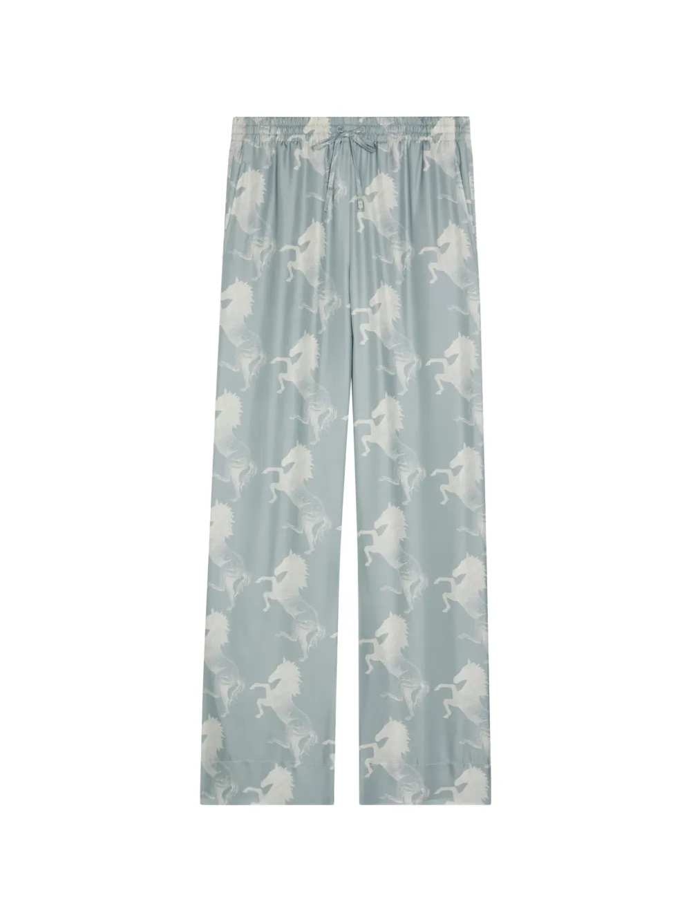 Stella McCartney horse-print drawstring silk trousers - Blu