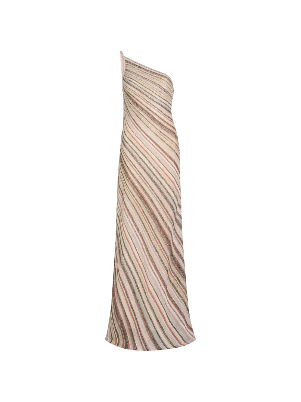 Missoni Gestreiftes One-Shoulder-Maxikleid - Nude