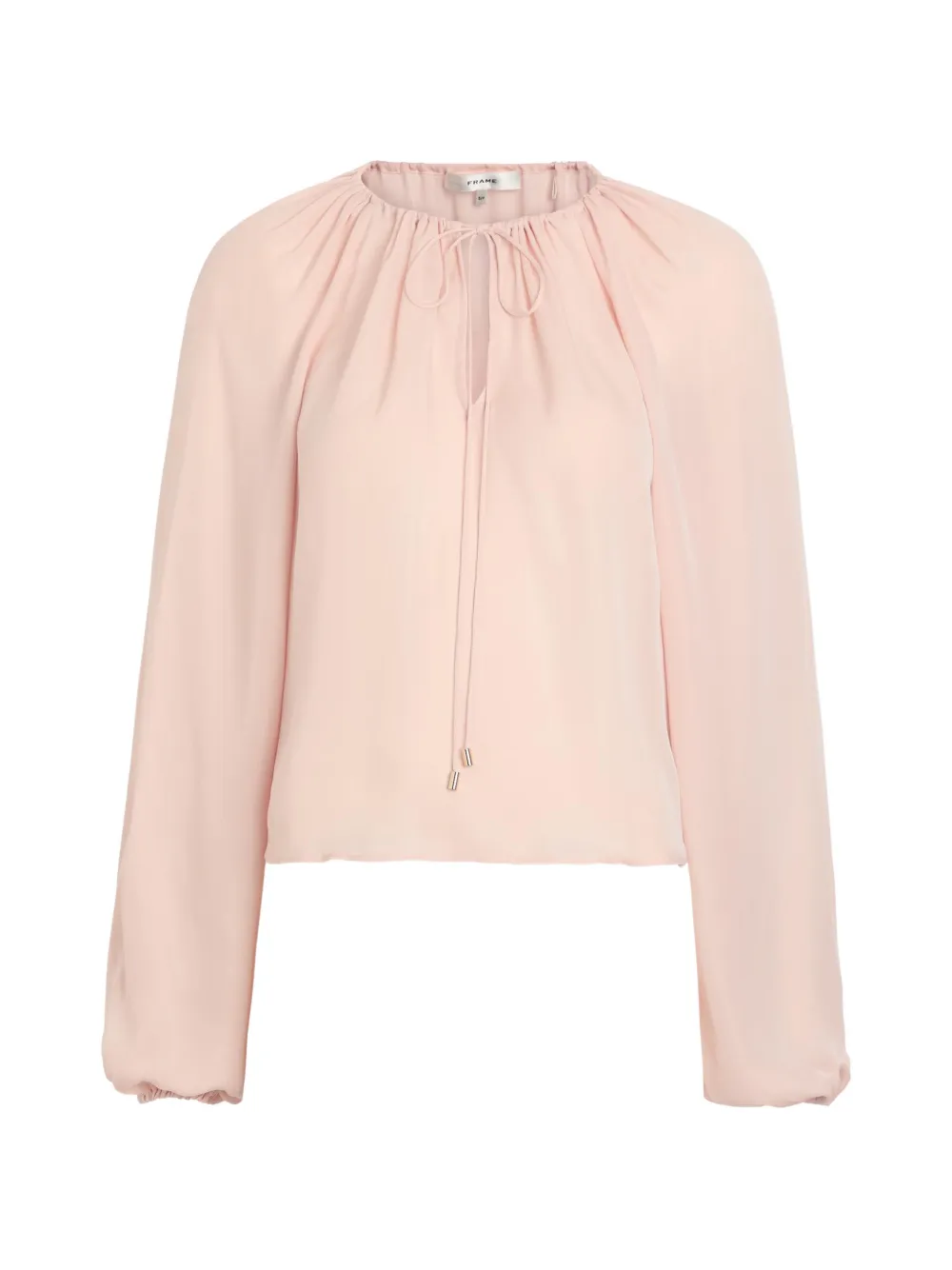 Frame Balloon Tie-fastening Silk Blouse In Pink