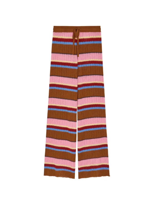 Guest In Residence Striped Rib-knit Trousers in Brown