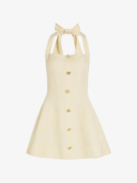 Aje Monroe halter-neck bow-detail linen mini dress