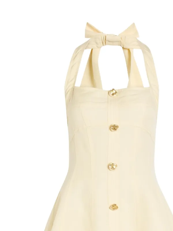aje linen dress Aje Monroe halter-neck bow-detail Linen Mini Dress | Neutrals