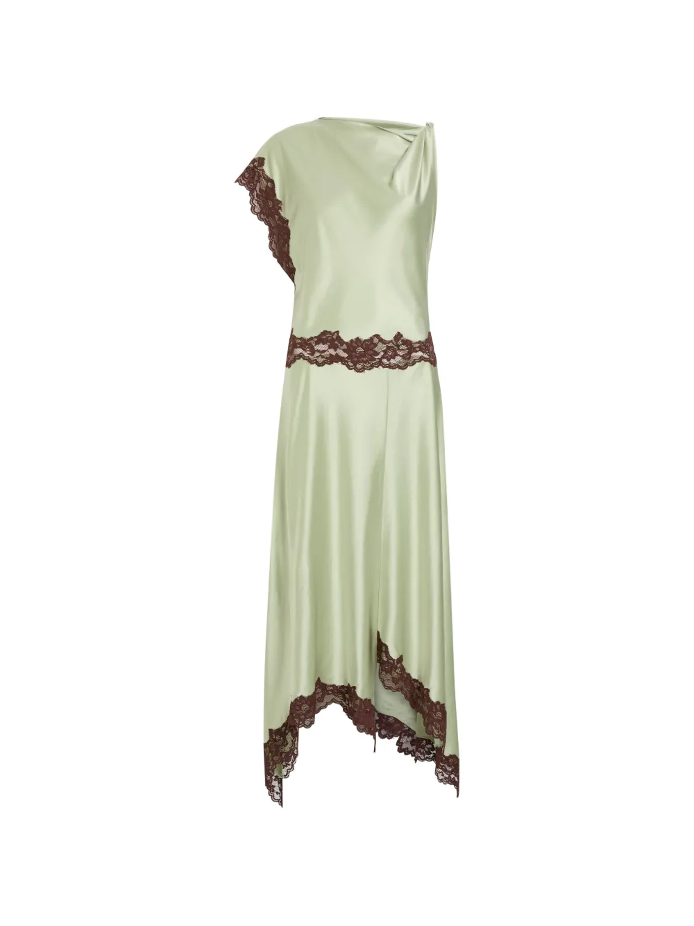 De La Vali Adriana lace-trim asymmetric dress - Verde