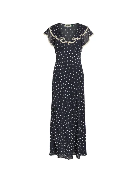 Rixo vestido largo Bethea con motivo de lunares