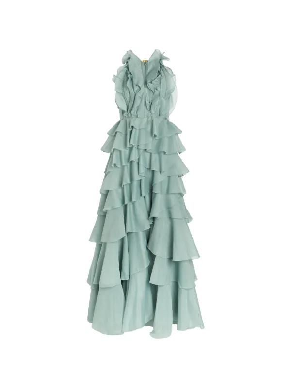 Aje Ruffled Tiered Maxi Dress | Green