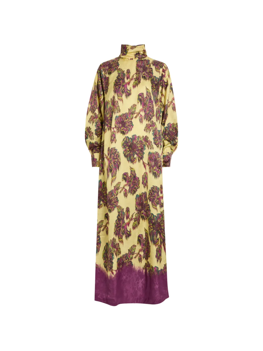 ALEMAIS Jerry maxi-jurk met bloemenprint en hoge hals Geel