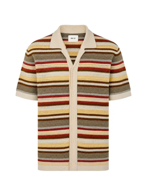 NN07 Lars striped point-collar short-sleeve cardigan