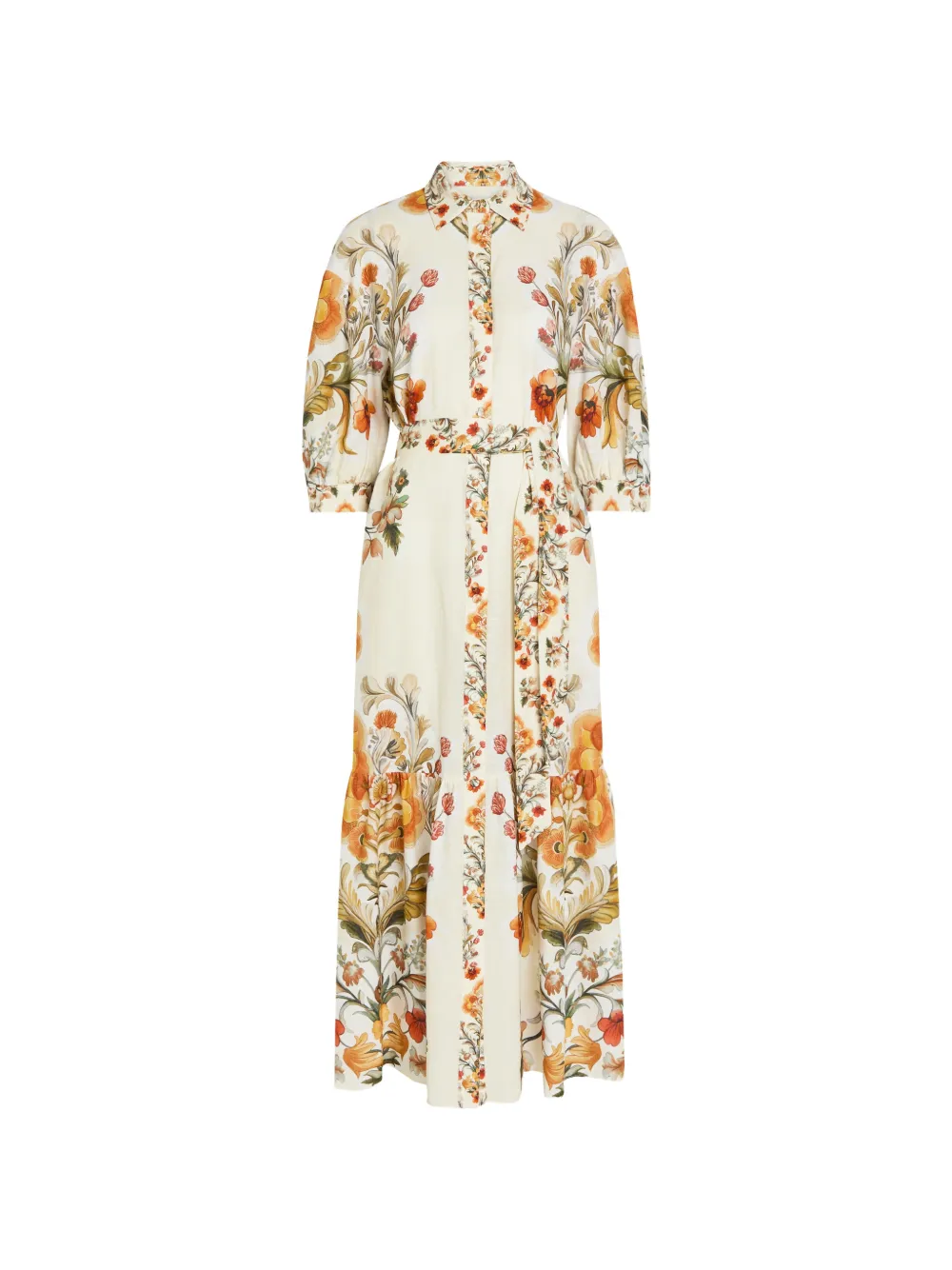 Borgo De Nor Bianca floral-print belted maxi dress - Toni neutri