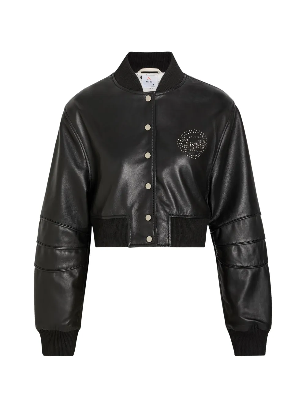 AN-Y1 Queen crystal-embellished leather bomber jacket - Nero
