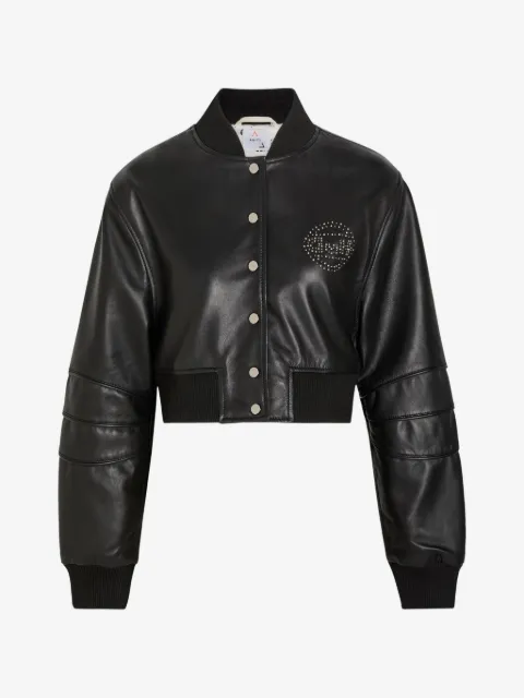 AN-Y1 Queen crystal-embellished leather bomber jacket