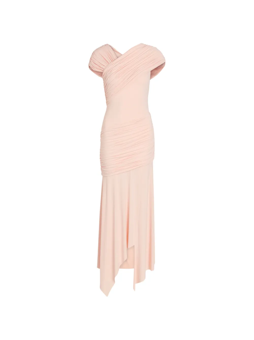 De La Vali Hela ruched asymmetric midi dress - Rosa