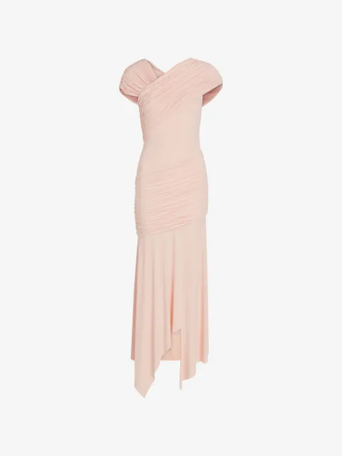 De La Vali Hela ruched asymmetric midi dress