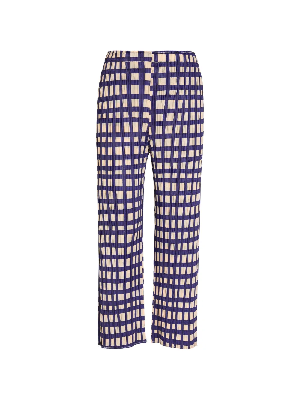 Pleats Please Issey Miyake Basket plissé-effect checked trousers - Blue