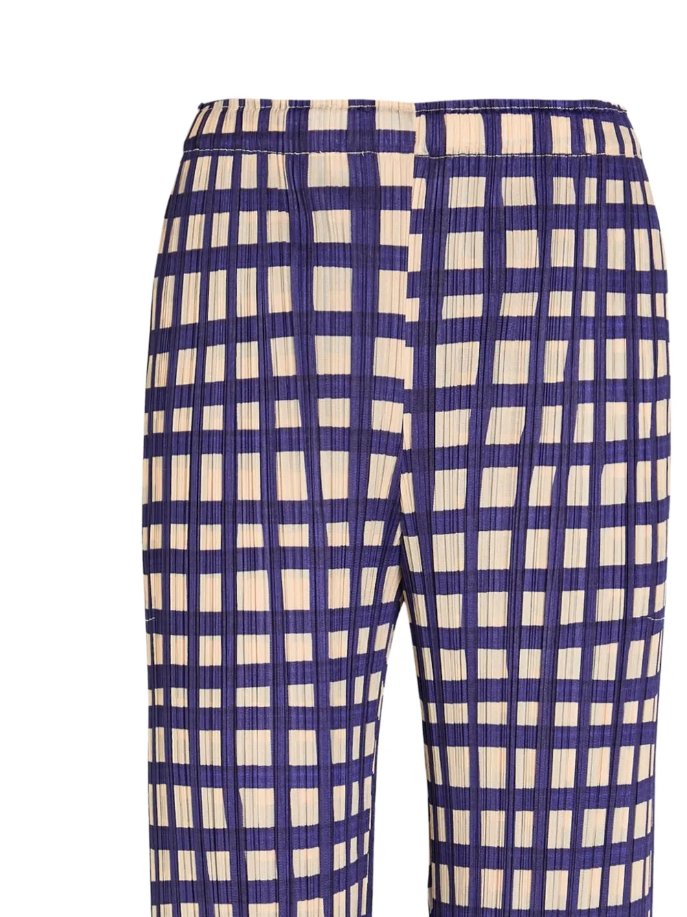 Pleats Please Issey Miyake Basket geruite broek met plissé-effect Blauw