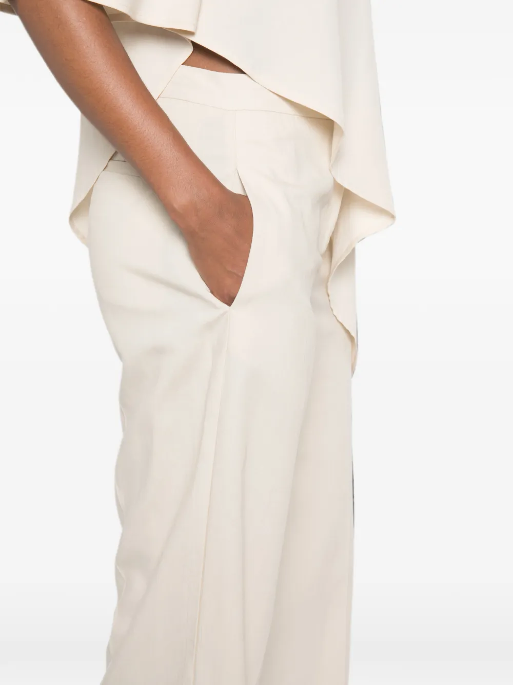 VICOLO Broek met wijde pijpen Beige